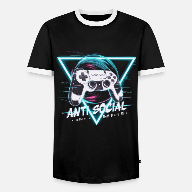 Gaming Controller Glitch Design - Männer Kontrast-T-Shirt - Schwarz/Weiß