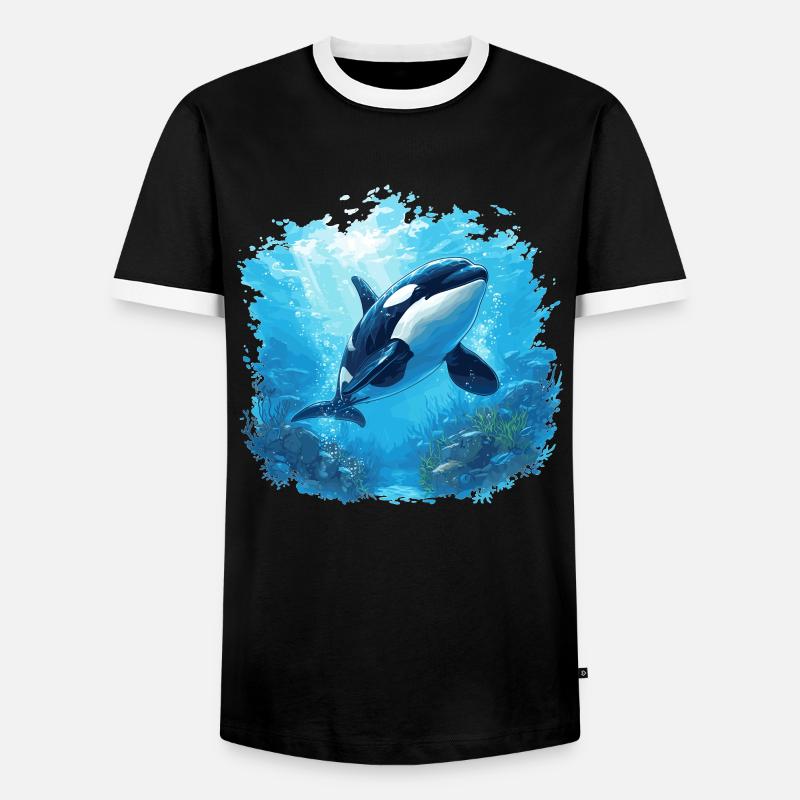 Orcas Orca - Men's Ringer Shirt - black/white