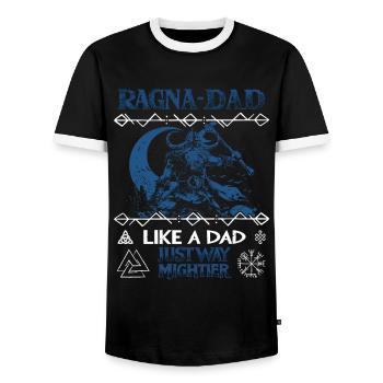RAGNA-DAD Vikings sous la lune pour la fête des pères - T-shirt contrasté Homme - noir/blanc - Devant - AI Model Female 172 light (172cm) & AI Model Male 178 light (178cm)