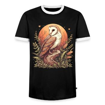 Barn Owl Schleiereulen Schleiereule - Men's Ringer Shirt - black/white - Front - AI Model Female 172 light (172cm) & AI Model Male 178 light (178cm)