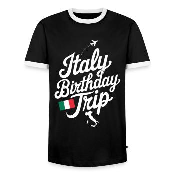 Italie Anniversaire Voyage Aventure - T-shirt contrasté Homme - noir/blanc - Devant - AI Model Female 172 light (172cm) & AI Model Male 178 light (178cm)