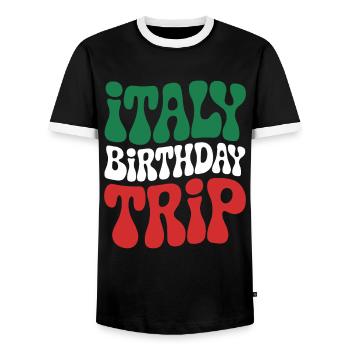 Italy Birthday Trip Adventure and Fun - Men's Ringer Shirt - black/white - Front - AI Model Female 172 light (172cm) & AI Model Male 178 light (178cm)