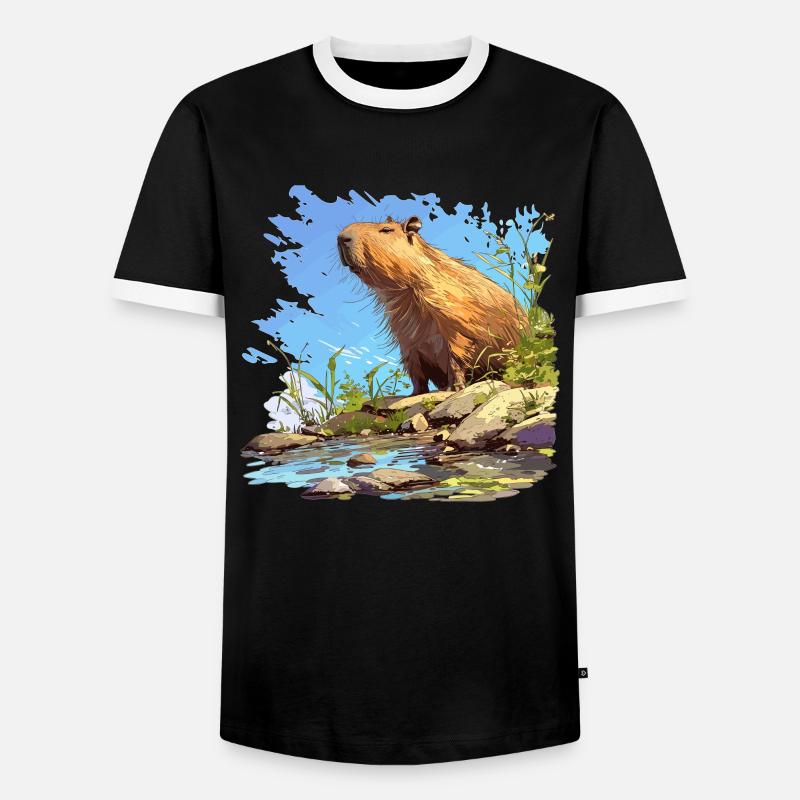 Capybaras Capybara - Männer Kontrast-T-Shirt - Schwarz/Weiß