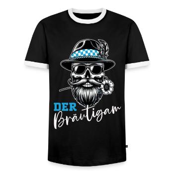 Der Bräutigam Lustiges Junggesellenabschied - Männer Kontrast-T-Shirt - Schwarz/Weiß - Vorne - AI Model Female 172 light (172cm) & AI Model Male 178 light (178cm)