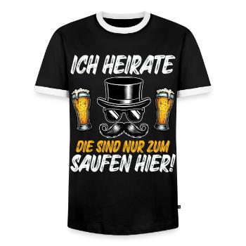 Der Bräutigam Lustiges Junggesellenabschied - Männer Kontrast-T-Shirt - Schwarz/Weiß - Vorne - AI Model Female 172 light (172cm) & AI Model Male 178 light (178cm)