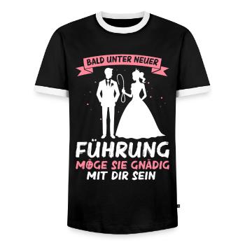 Der Bräutigam Lustiges Junggesellenabschied - Männer Kontrast-T-Shirt - Schwarz/Weiß - Vorne - AI Model Female 172 light (172cm) & AI Model Male 178 light (178cm)