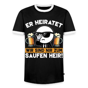 Der Bräutigam Lustiges Junggesellenabschied - Männer Kontrast-T-Shirt - Schwarz/Weiß - Vorne - AI Model Female 172 light (172cm) & AI Model Male 178 light (178cm)