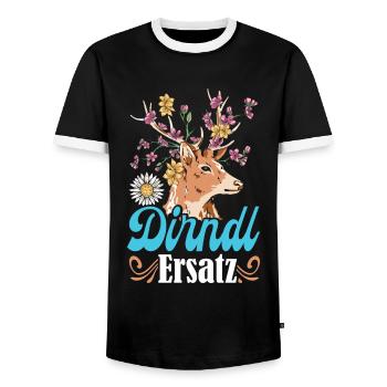 DIRNDL ERSATZ Chemise Traditionnelle Femme Munich - T-shirt contrasté Homme - noir/blanc - Devant - AI Model Female 172 light (172cm) & AI Model Male 178 light (178cm)