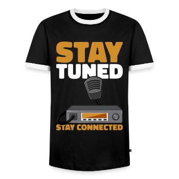 Ham Radio Amateur Radio Amateur Radio - Men's Ringer Shirt - black/white - Front - AI Model Female 172 light (172cm) & AI Model Male 178 light (178cm)