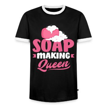 Soap Making Queen Soap Making - Men's Ringer Shirt - black/white - Front - AI Model Female 172 light (172cm) & AI Model Male 178 light (178cm)