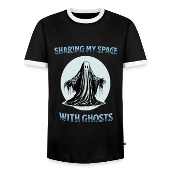 Partager mon espace avec des fantômes - T-shirt contrasté Homme - noir/blanc - Devant - AI Model Female 172 light (172cm) & AI Model Male 178 light (178cm)