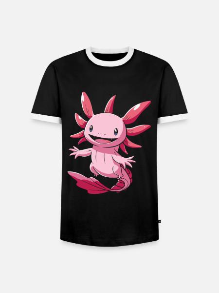 Cute Kawaii Axolotl for Axolotl Fans - Men's Ringer Shirt - black/white