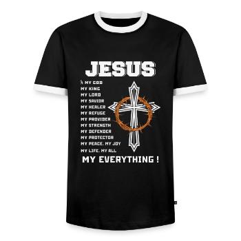Jesus Gott Bibel Kirche Christlicher Glaube Glauben - Männer Kontrast-T-Shirt - Schwarz/Weiß - Vorne - AI Model Female 172 light (172cm) & AI Model Male 178 light (178cm)