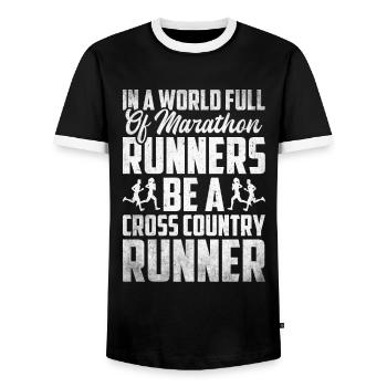 XC Running Cross Country Runner XC Runner - Männer Kontrast-T-Shirt - Schwarz/Weiß - Vorne - AI Model Female 172 light (172cm) & AI Model Male 178 light (178cm)