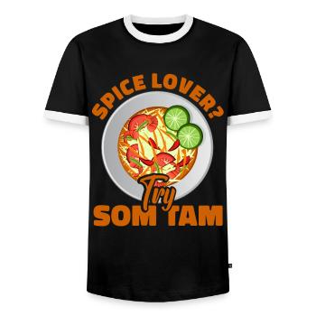 Som Tam Thai Papaya Salad Thai Salad Thai Food - Men's Ringer Shirt - black/white - Front - AI Model Female 172 light (172cm) & AI Model Male 178 light (178cm)