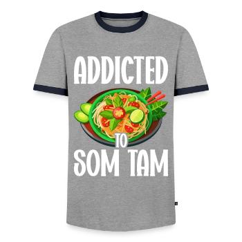 Som Tam Thai Papaya Salat Thai Salat Thai Food - Männer Kontrast-T-Shirt - Grau/Navy  - Vorne - AI Model Female 172 light (172cm) & AI Model Male 178 light (178cm)