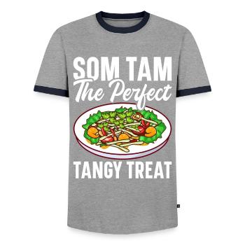 Som Tam Thai Papaya Salat Thai Salat Thai Food - Männer Kontrast-T-Shirt - Grau/Navy  - Vorne - AI Model Female 172 light (172cm) & AI Model Male 178 light (178cm)