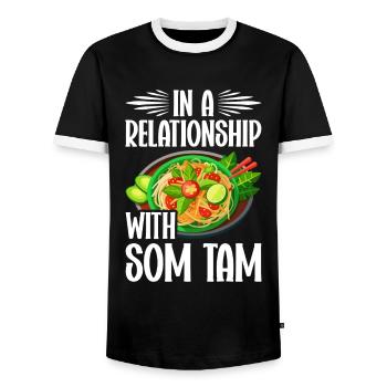 Som Tam Thai Papaya Salad Thai Salad Thai Food - Men's Ringer Shirt - black/white - Front - AI Model Female 172 light (172cm) & AI Model Male 178 light (178cm)