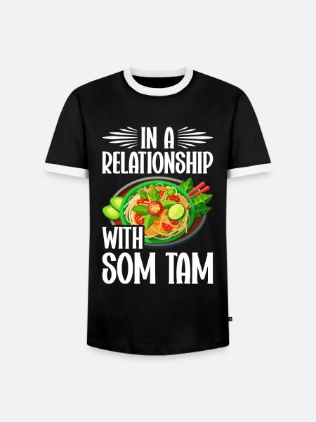 Som Tam Thai Papaya Salat Thai Salat Thai Mad - Herre kontrast-T-shirt - sort/hvid