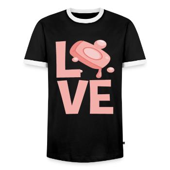 Bulles de savon Love Design - T-shirt contrasté Homme - noir/blanc - Devant - AI Model Female 172 light (172cm) & AI Model Male 178 light (178cm)