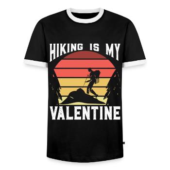 I love you in the mountains Valentine Gift Hiking - Men's Ringer Shirt - black/white - Front - AI Model Female 172 light (172cm) & AI Model Male 178 light (178cm)