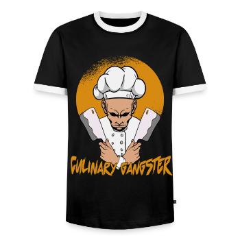 cook gangster cooking - Men's Ringer Shirt - black/white - Front - AI Model Female 172 light (172cm) & AI Model Male 178 light (178cm)