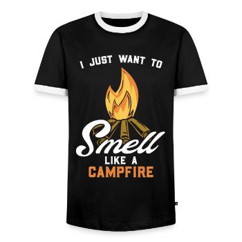 Camping Campfire Camping Camping Holidays - Men's Ringer Shirt - black/white - Front - AI Model Female 172 light (172cm) & AI Model Male 178 light (178cm)
