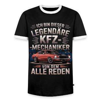 I'm this legendary car mechanic - Men's Ringer Shirt - black/white - Front - AI Model Female 172 light (172cm) & AI Model Male 178 light (178cm)