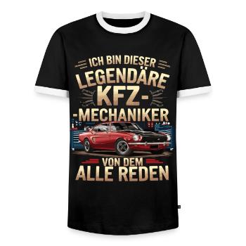 I'm this legendary car mechanic - Men's Ringer Shirt - black/white - Front - AI Model Female 172 light (172cm) & AI Model Male 178 light (178cm)