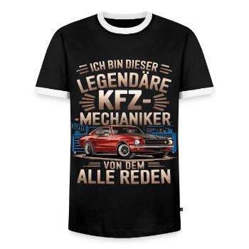 I'm this legendary car mechanic - Men's Ringer Shirt - black/white - Front - AI Model Female 172 light (172cm) & AI Model Male 178 light (178cm)