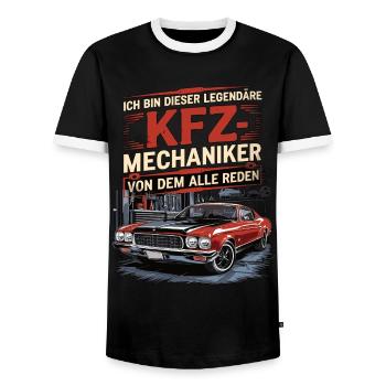 I'm this legendary car mechanic - Men's Ringer Shirt - black/white - Front - AI Model Female 172 light (172cm) & AI Model Male 178 light (178cm)