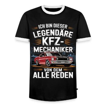 I'm this legendary car mechanic - Men's Ringer Shirt - black/white - Front - AI Model Female 172 light (172cm) & AI Model Male 178 light (178cm)