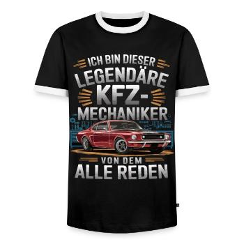 I'm this legendary car mechanic - Men's Ringer Shirt - black/white - Front - AI Model Female 172 light (172cm) & AI Model Male 178 light (178cm)