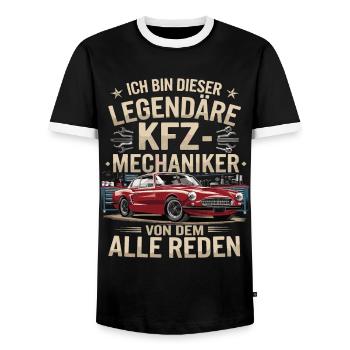 I'm this legendary car mechanic - Men's Ringer Shirt - black/white - Front - AI Model Female 172 light (172cm) & AI Model Male 178 light (178cm)