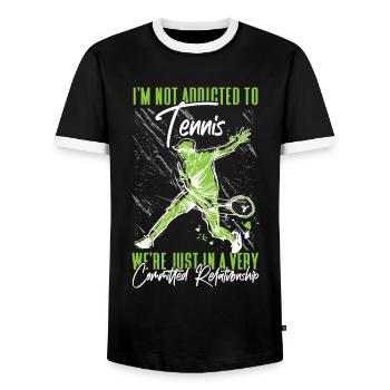 drôle de raquette de joueur de tennis je ne suis pas - T-shirt contrasté Homme - noir/blanc - Devant - AI Model Female 172 light (172cm) & AI Model Male 178 light (178cm)