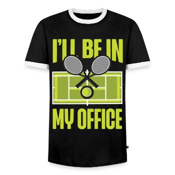 drôle de raquette de joueur de tennis je serai - T-shirt contrasté Homme - noir/blanc - Devant - AI Model Female 172 light (172cm) & AI Model Male 178 light (178cm)