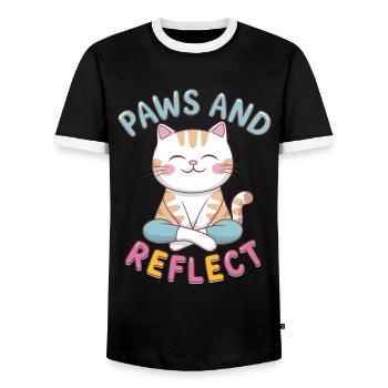 Pattes Et Réfléchir Chat Yoga Méditation - T-shirt contrasté Homme - noir/blanc - Devant - AI Model Female 172 light (172cm) & AI Model Male 178 light (178cm)