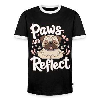 Pattes Et Réfléchir Yoga Carlin Méditation Détendu - T-shirt contrasté Homme - noir/blanc - Devant - AI Model Female 172 light (172cm) & AI Model Male 178 light (178cm)