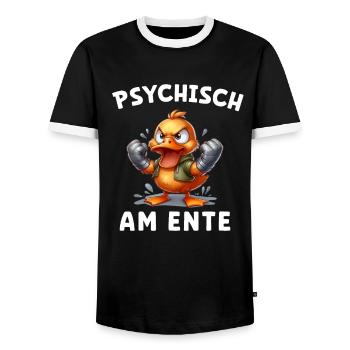 Psychisch am Ente - Ente will boxen - Männer Kontrast-T-Shirt - Schwarz/Weiß - Vorne - AI Model Female 172 light (172cm) & AI Model Male 178 light (178cm)