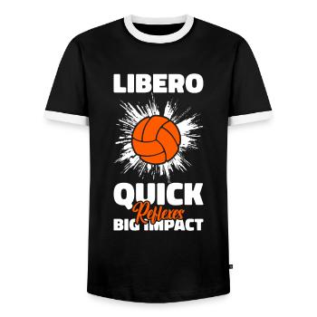 Volley-ball Libero - T-shirt contrasté Homme - noir/blanc - Devant - AI Model Female 172 light (172cm) & AI Model Male 178 light (178cm)