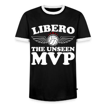 Volley-ball Libero - T-shirt contrasté Homme - noir/blanc - Devant - AI Model Female 172 light (172cm) & AI Model Male 178 light (178cm)