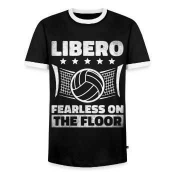 Volley-ball Libero - T-shirt contrasté Homme - noir/blanc - Devant - AI Model Female 172 light (172cm) & AI Model Male 178 light (178cm)