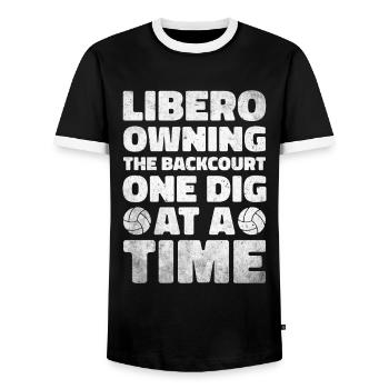 Volley-ball Libero - T-shirt contrasté Homme - noir/blanc - Devant - AI Model Female 172 light (172cm) & AI Model Male 178 light (178cm)