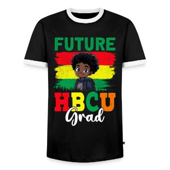 Future HBCU - Men's Ringer Shirt - black/white - Front - AI Model Female 172 light (172cm) & AI Model Male 178 light (178cm)