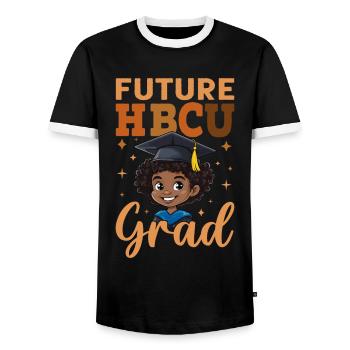 Future HBCU - Men's Ringer Shirt - black/white - Front - AI Model Female 172 light (172cm) & AI Model Male 178 light (178cm)