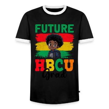 Future HBCU - Men's Ringer Shirt - black/white - Front - AI Model Female 172 light (172cm) & AI Model Male 178 light (178cm)