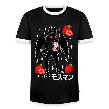 Mothman Erdbeer Milchshake - Männer Kontrast-T-Shirt - Schwarz/Weiß - Vorne - AI Model Female 172 light (172cm) & AI Model Male 178 light (178cm)