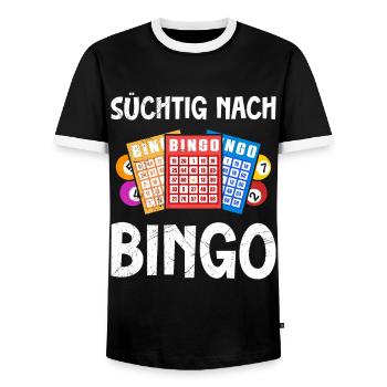 Joueurs de bingo ADDICTED TO BINGO Fun Bingo - T-shirt contrasté Homme - noir/blanc - Devant - AI Model Female 172 light (172cm) & AI Model Male 178 light (178cm)