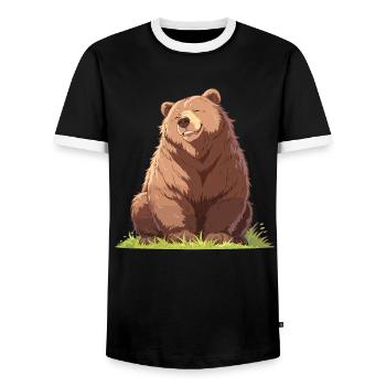 Bear Bären Bär - Männer Kontrast-T-Shirt - Schwarz/Weiß - Vorne - AI Model Female 172 light (172cm) & AI Model Male 178 light (178cm)