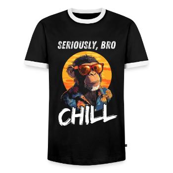 Seriously Bro Chill Affe Zocker Sonnenuntergang - Männer Kontrast-T-Shirt - Schwarz/Weiß - Vorne - AI Model Female 172 light (172cm) & AI Model Male 178 light (178cm)
